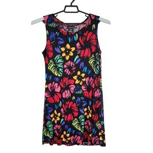 Womens Citiknits Sleeveless Dress Multicolor Floral Pattern Round Neck Size M